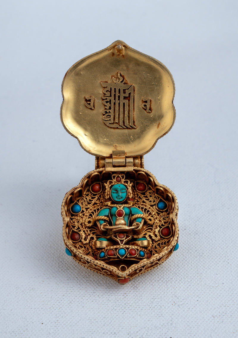 925 Silver Dzambhala Tibetan Ghau with Gold Plating