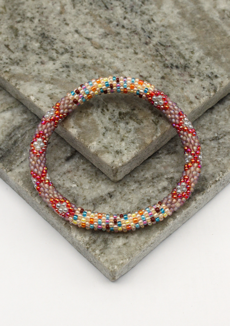 Tribal Red Roll on Beads Bracelet