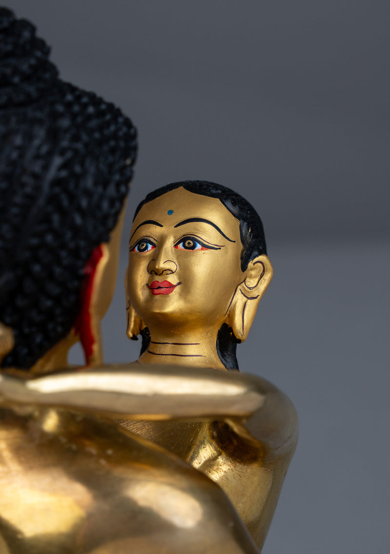 Samantabhadra 24k Gold Gilded Buddha Shakti Statue 9"H