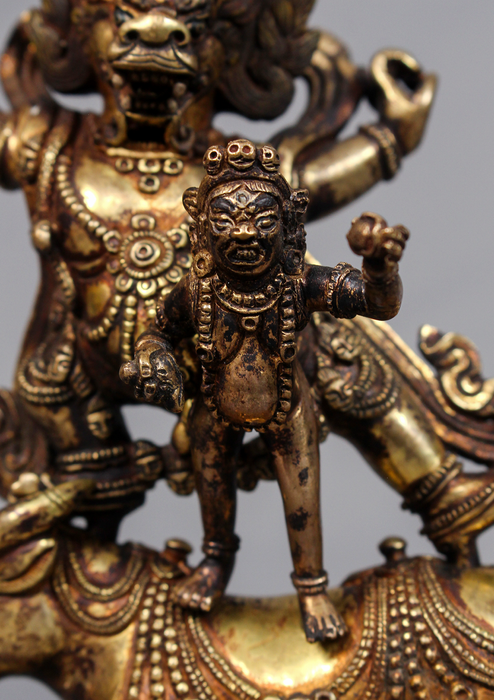 Fully Gold Plated Antique Yamantaka with sword Statue