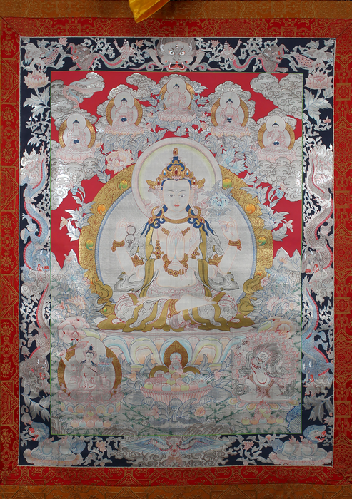 Chenrezig Khadi Brocade Thangka Painting