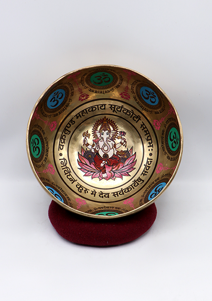 Lord Ganesh Painted Singing Bowl 8"