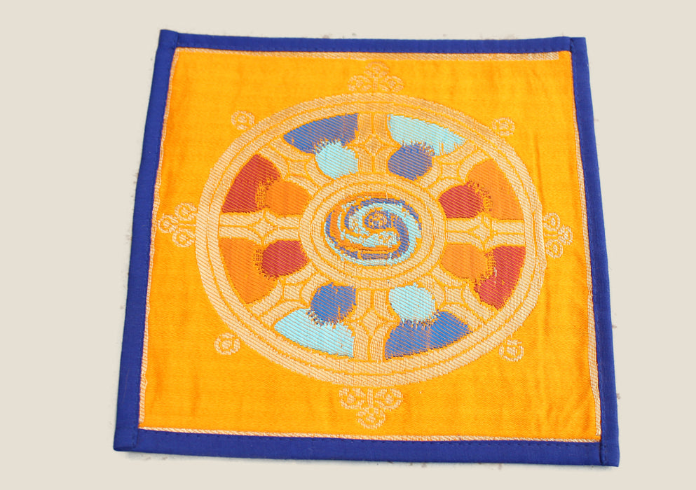 Tibetan Dharmachakra Wheel of Life Brocade Fabric Table Altar Cloth
