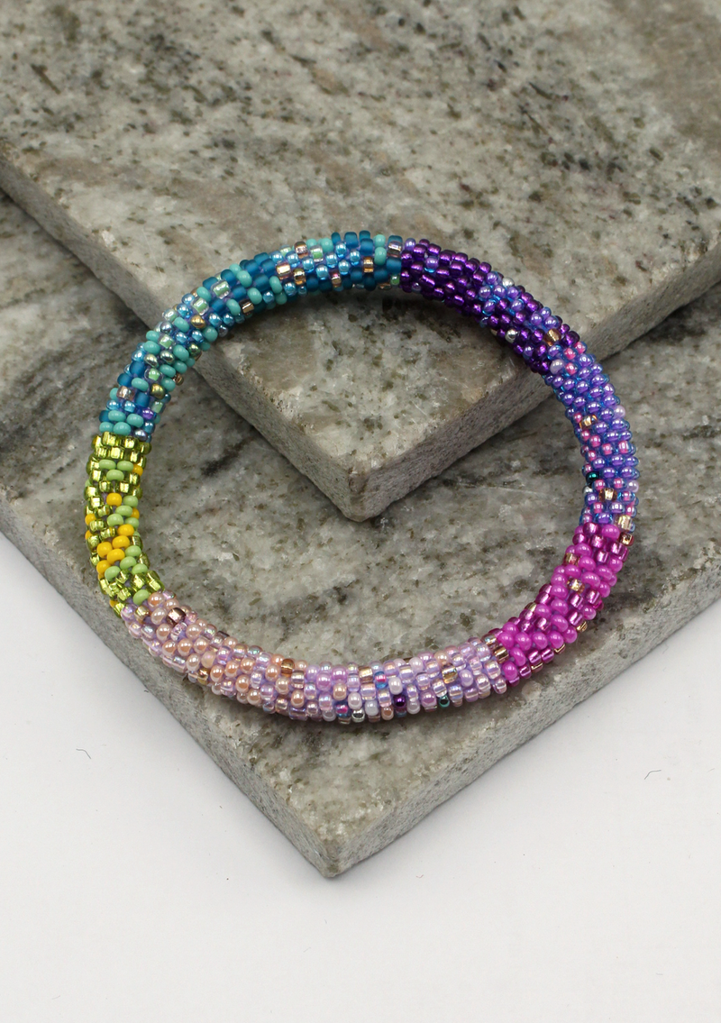 Multi Purple Roll on Beads Bracelet