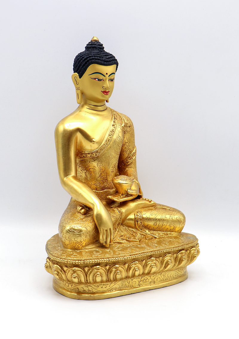 Full Gold Plated Shakyamuni Buddha Statue 10"H