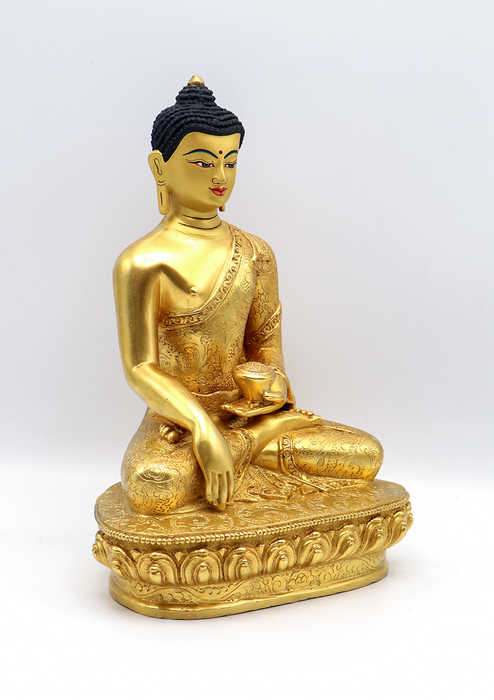 Full Gold Plated Shakyamuni Buddha Statue 10"H