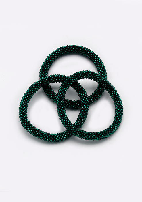 Bright Green Nepalese Roll on Beads Bracelet for Kids