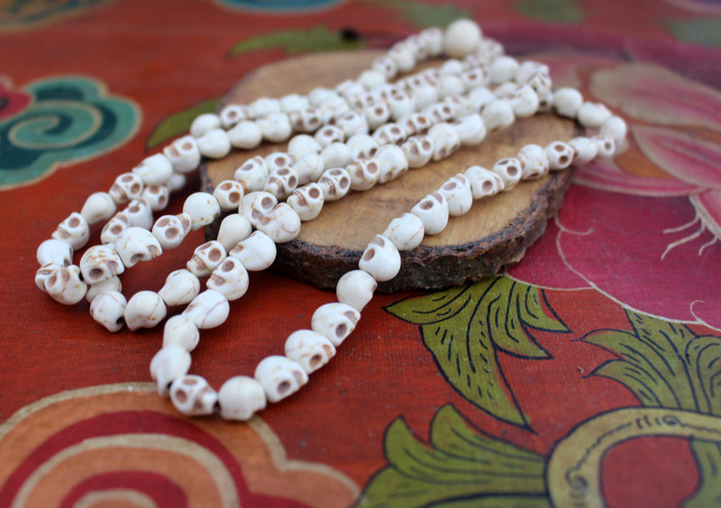 Buddhist Off White Skull Prayer Mala