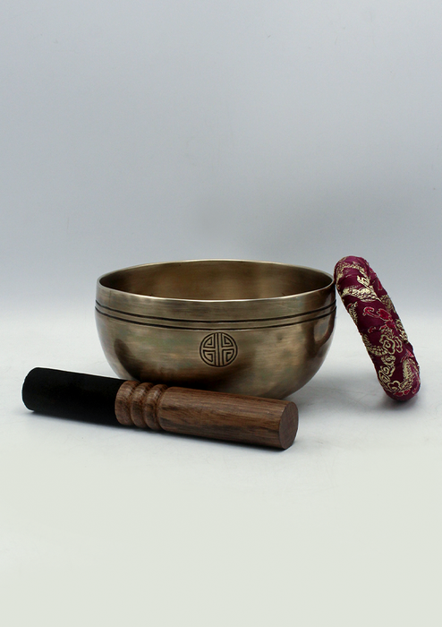 Santa Ratna Full Moon Singing Bowl Newa Mantra 6" NOTE E