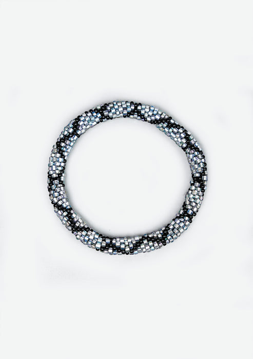 Disco Black and Silver Nepalese Roll Beads Bracelet