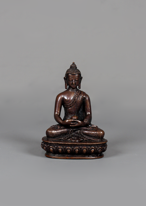 Copper Buddha Trinity Statue Set 4.75" H