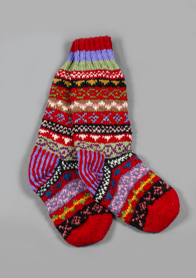 Handknitted Multicolor Woolen Knee High Socks