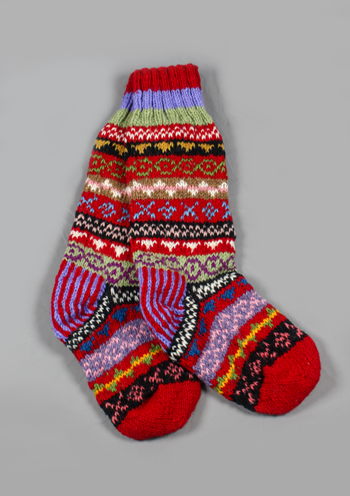 Handknitted Multicolor Woolen Knee High Socks