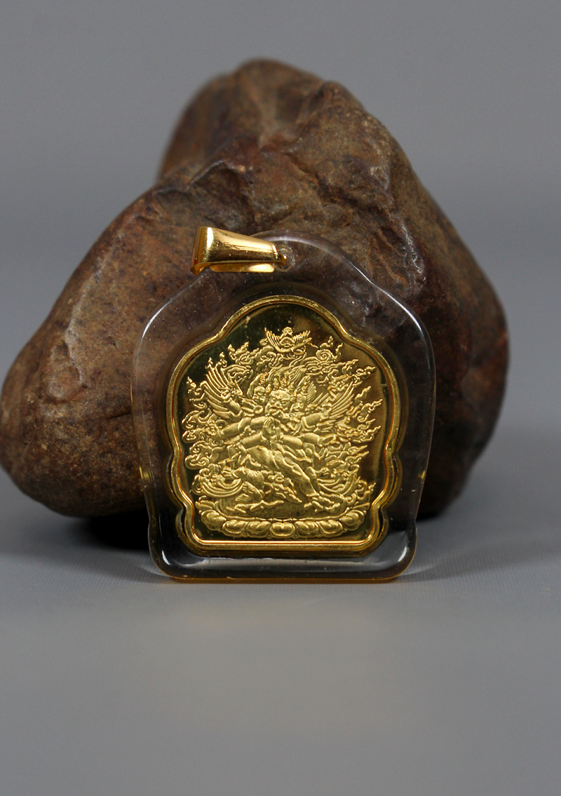 Buddhist Deity With Mantra Pendant