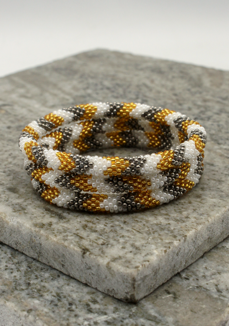 Silver Gold  Swirl Roll on Beads Paris Arts Bracelet