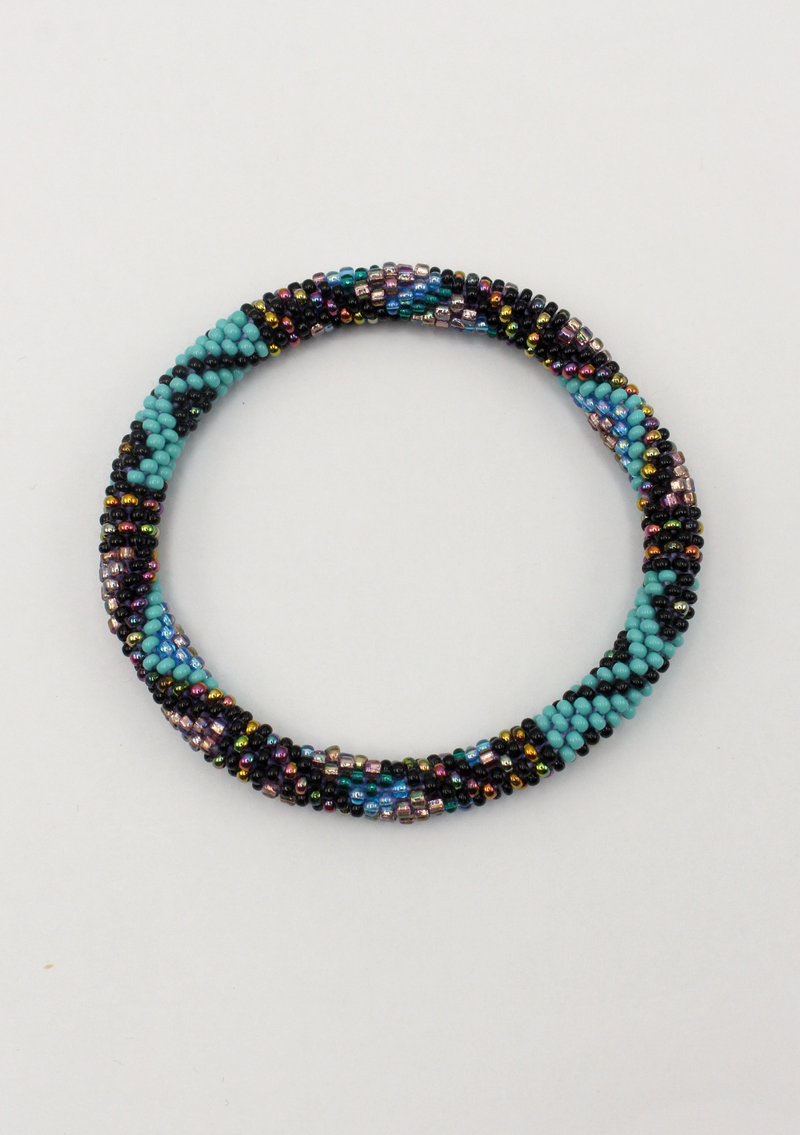 Turquoise Blue Red Indian Roll on Beads Bracelet