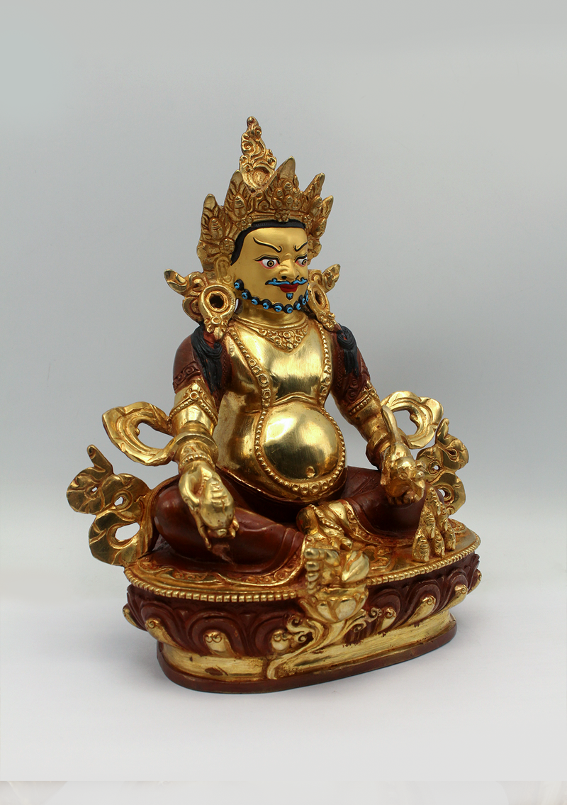 Copper 24 K Gold Jambhala  Kuebra Statue 8.5"H