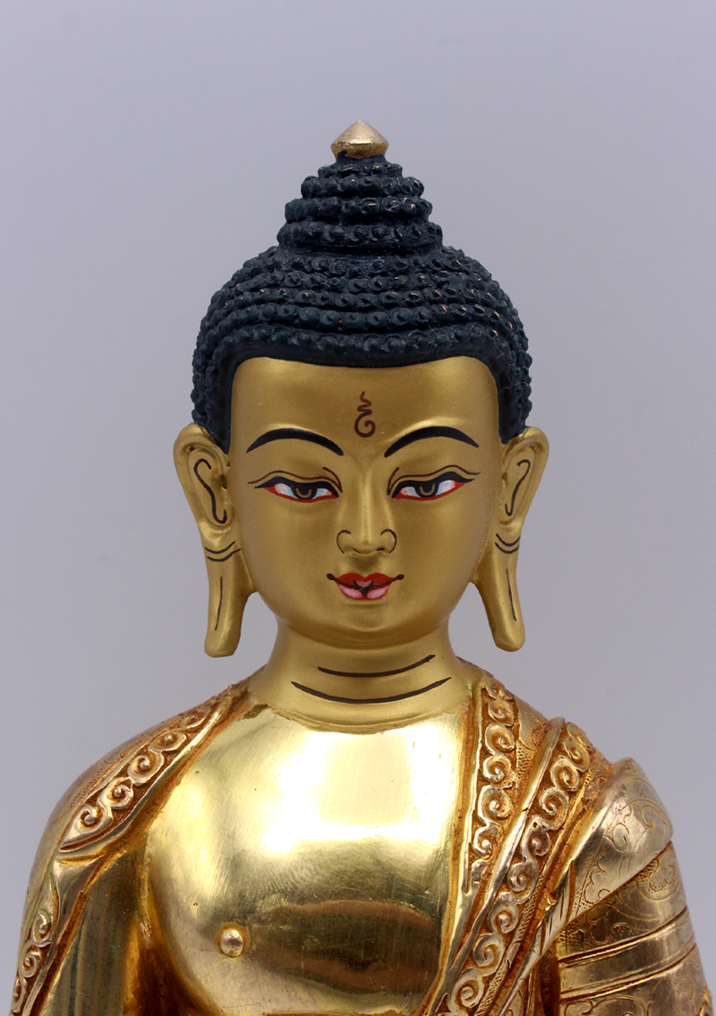 Shakyamuni Buddha Statue Gilted 24 K 8" H