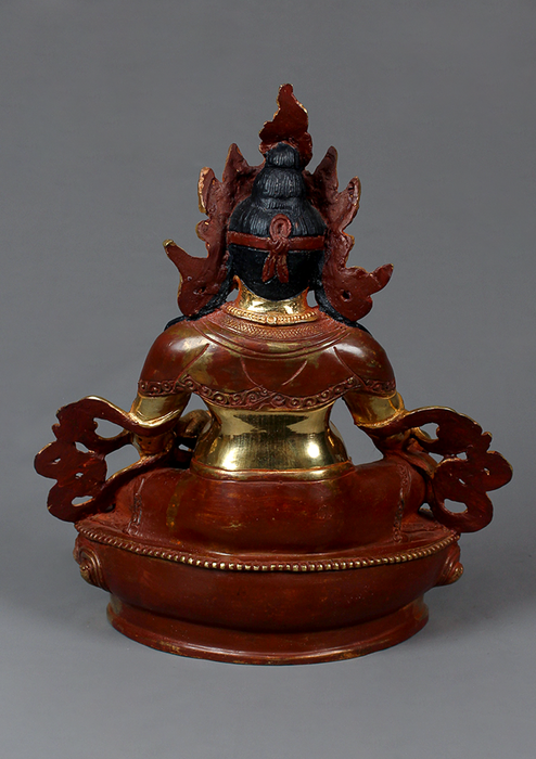 Copper Partly Gold plated Zambala Statue 8.5" H