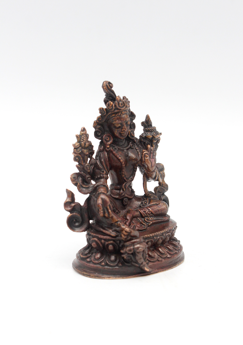 Copper Mini Green Tara Statue 2"