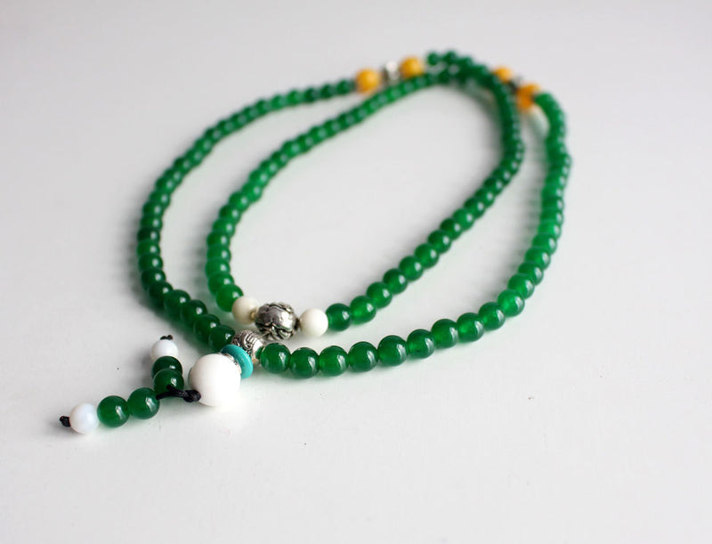 Malachite 108 Beads Prayer Mala with Charms