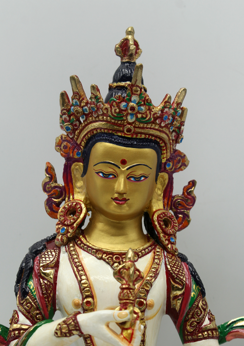 Masterpiece Painted 24 K Gold Bodhisattva Vajrasattva Statue 9"H