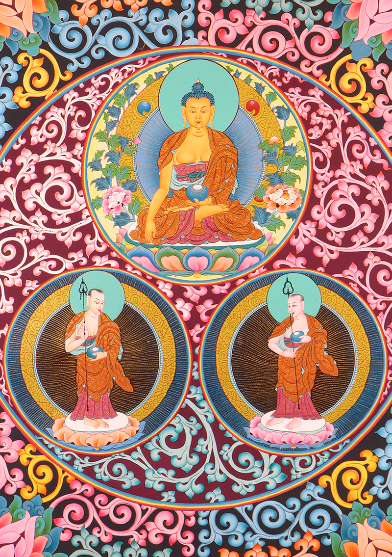 Shakyamuni Buddha Thangka Painting with disciples