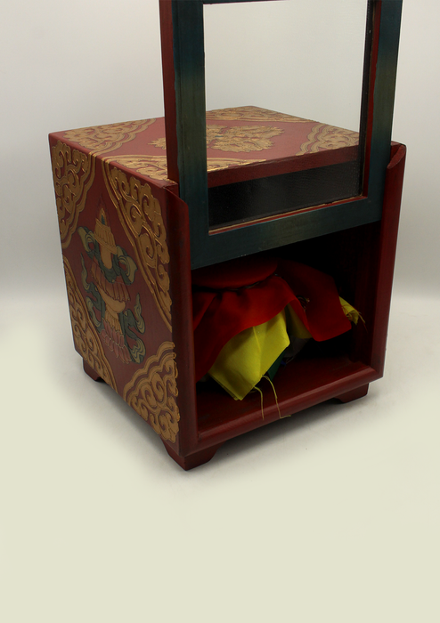 HandCrafted Tibetan Wooden Box for the Ritual Treasure Vase