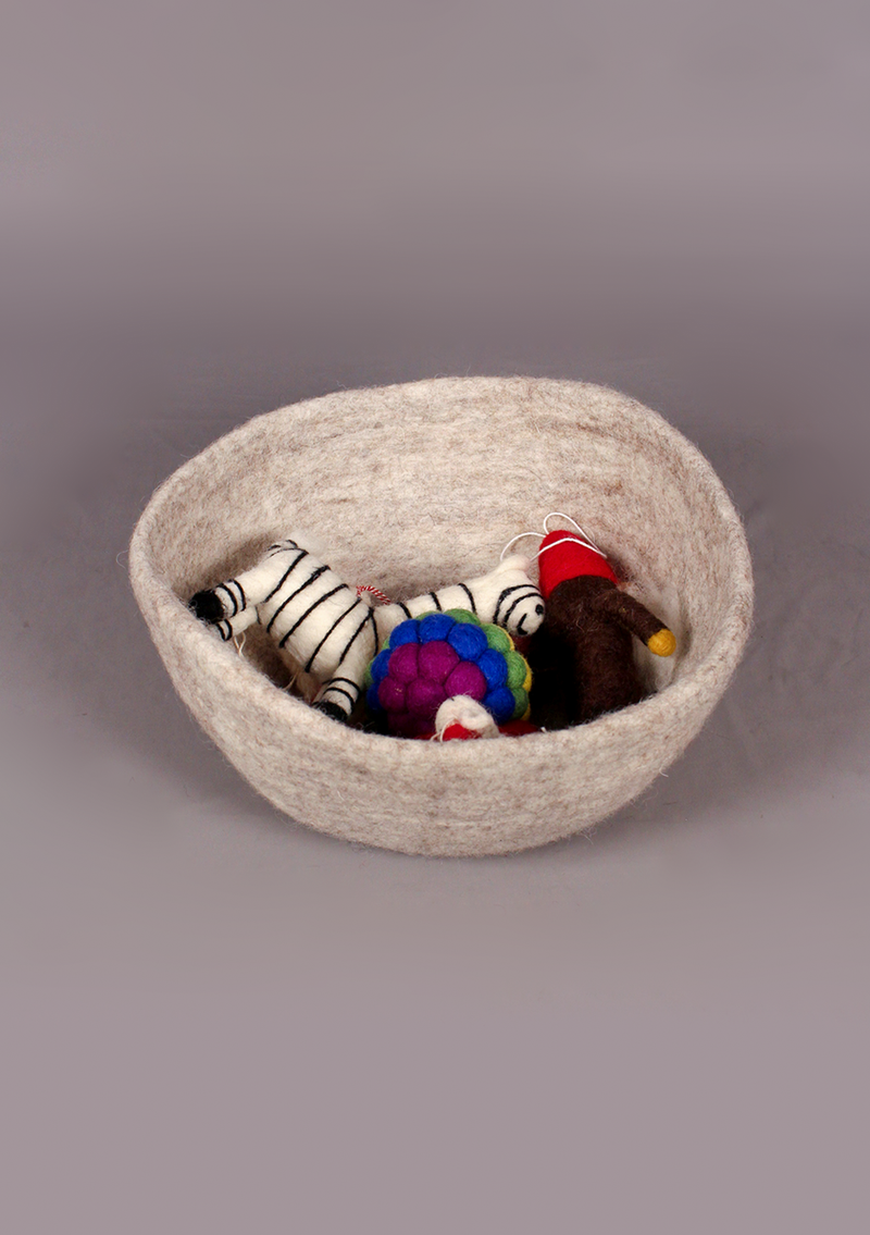 Handmade Large Felt Bowl - Light Grey