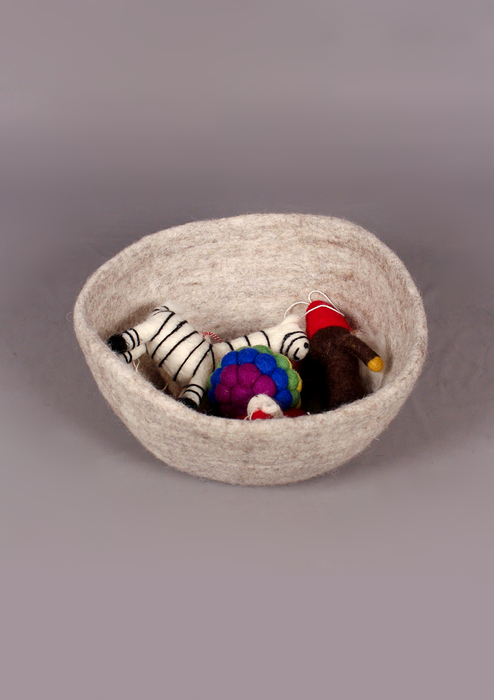 Handmade Large Felt Bowl - Light Grey