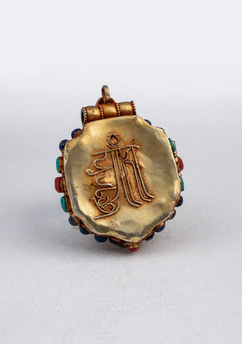 925 Silver Tibetan Ghau with Gold Plating - Red & Black Dzambhala