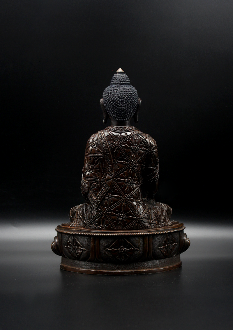 Copper Shakyamuni Buddha Statue 9"H