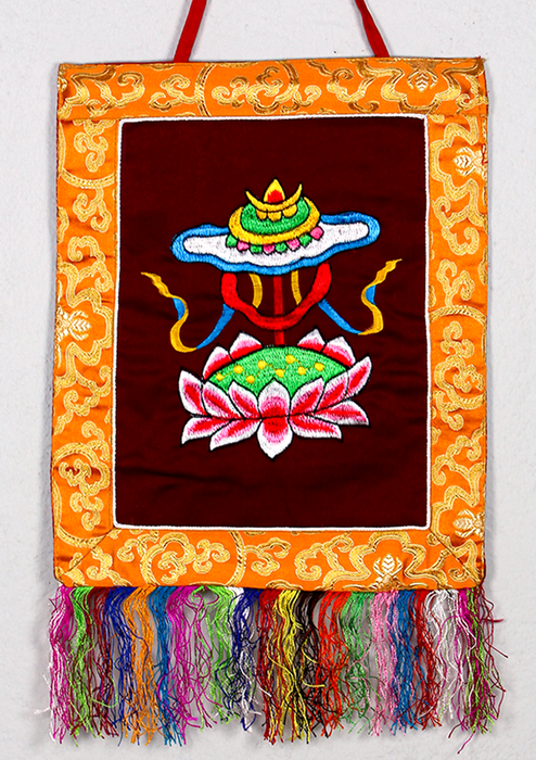 Buddhist Auspicious Symbols Brocade Wall Hanging