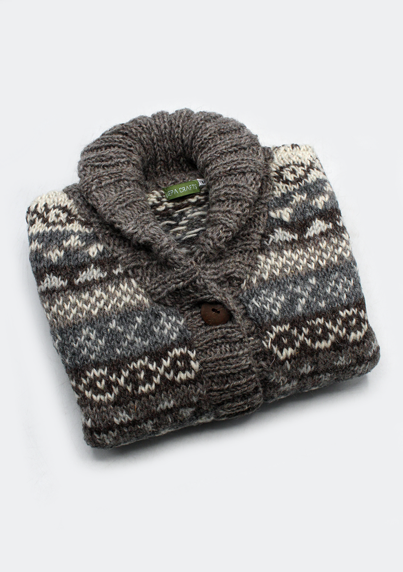 Natural Grey Handknitted Women's Cardigan Sweater Vest