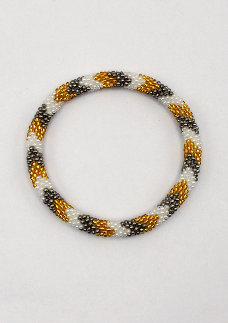 Silver Gold  Swirl Roll on Beads Paris Arts Bracelet