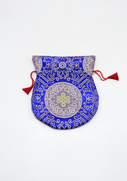 Endless Knot Brocade Drawstring Multicolor Mala Bag Pouch
