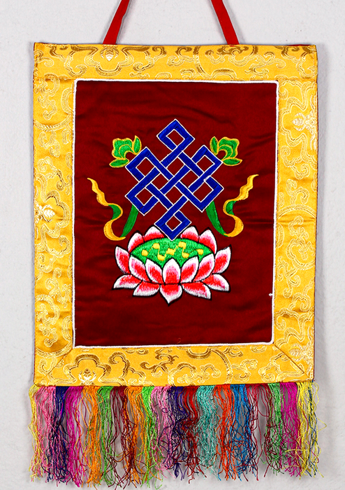 Buddhist Auspicious Symbols Brocade Wall Hanging