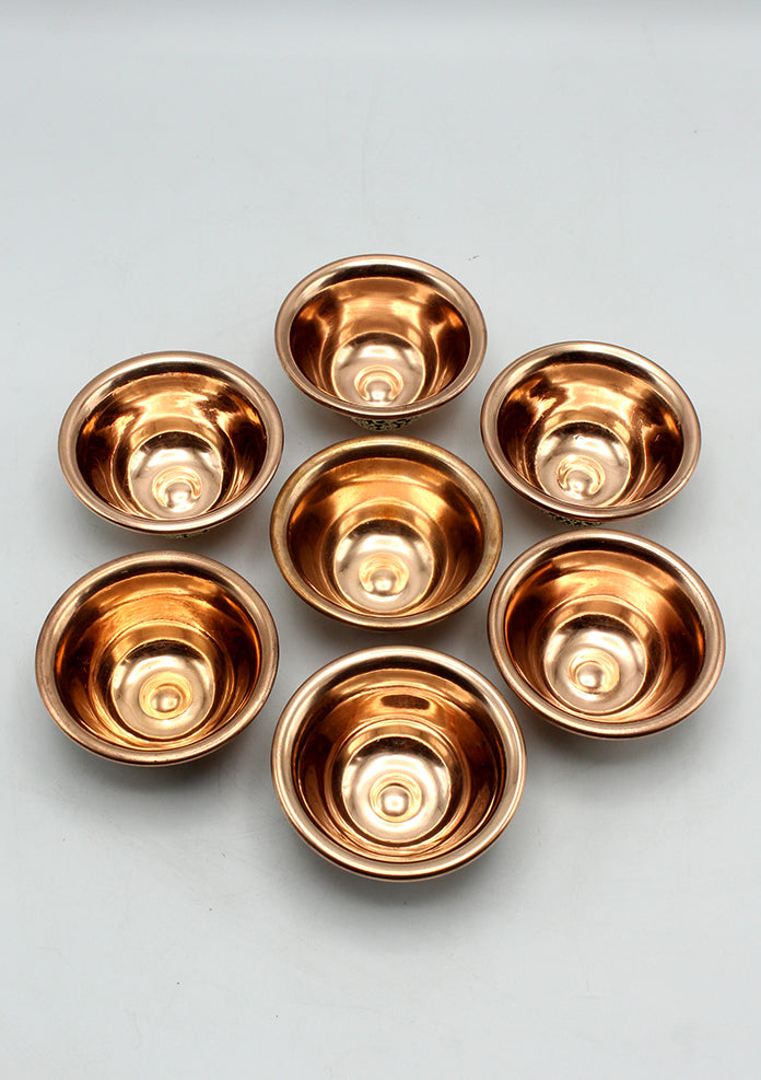 Set of Seven Eight Auspicious Tibetan Offering Bowl  3.2" - Medium