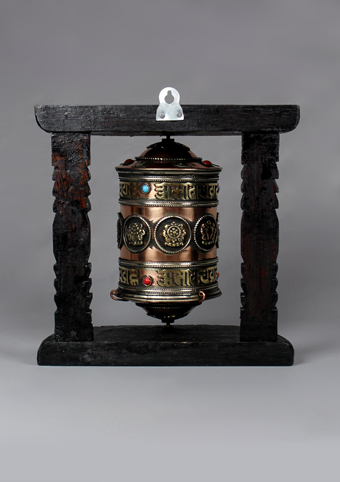 Eight Auspicious Symbols Prayer Wheel Wall Hanging