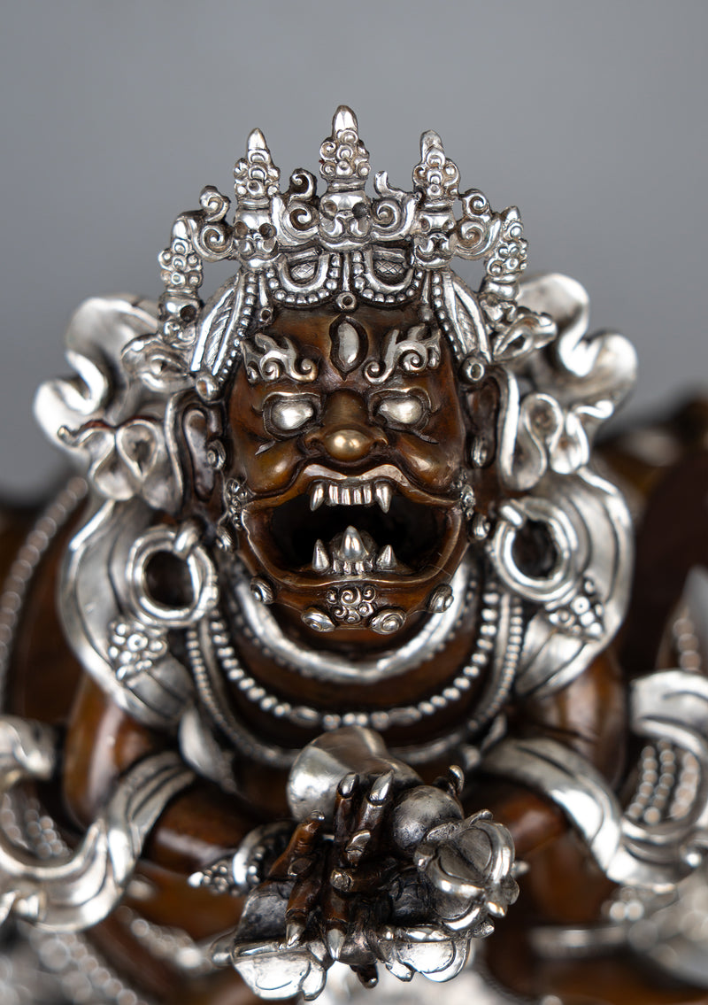 Silver  Plated Copper Vajradhaka Statue 12.5"H