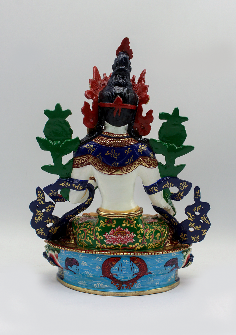 Magical White Tara Hand Painted Statue