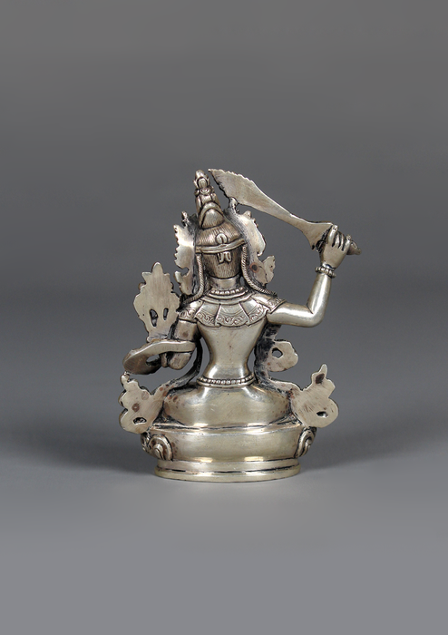 Sterling Silver 925 Manjushree Statue 8.2 cm