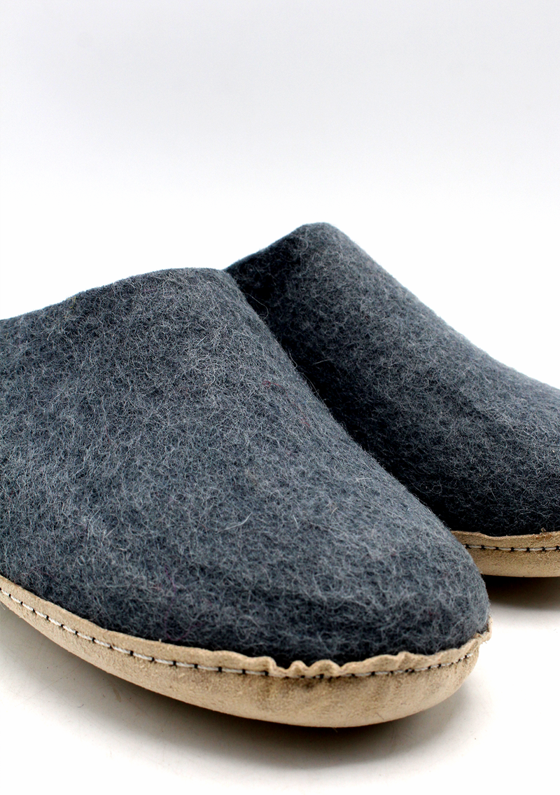 Hand Felted Woolen Classic Women Slippers - Grey