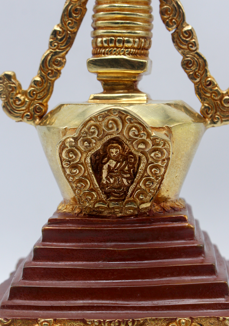 Partly Gold-Plated Stupa Chorten 8.5" H