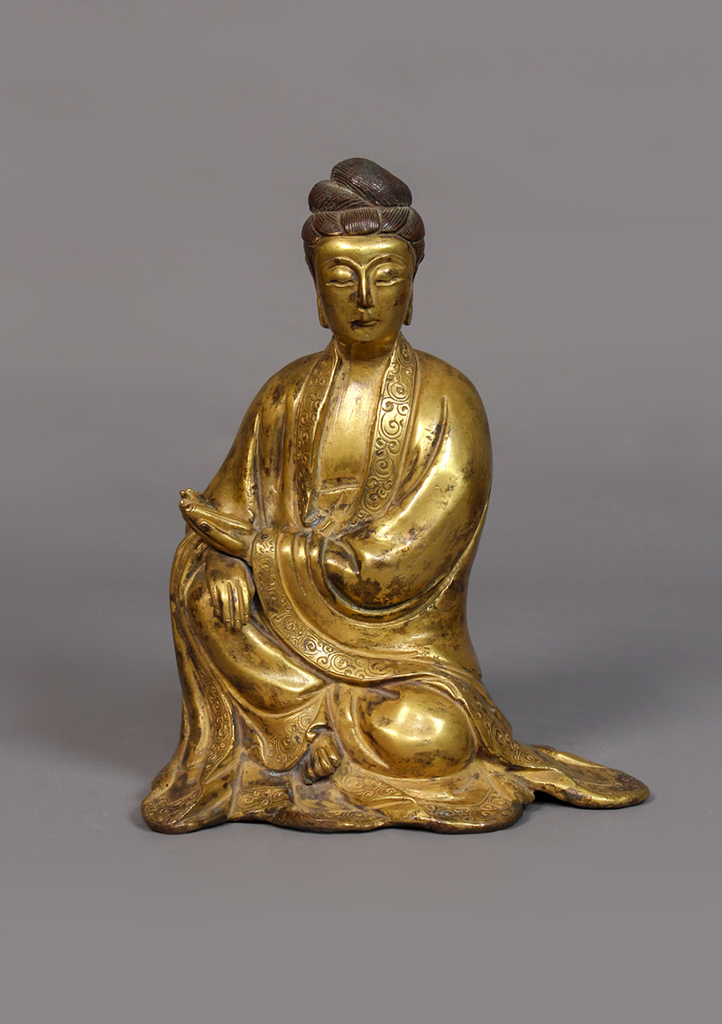 Antique Style Kwan Yin Buddha Statue 7"H