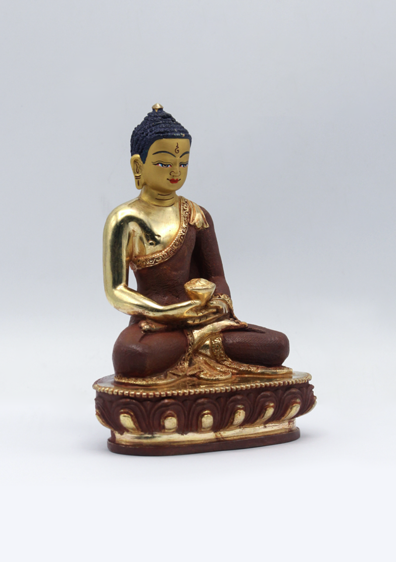 Partly Gold Plated Amitabha Buddha Statue 5.5" H
