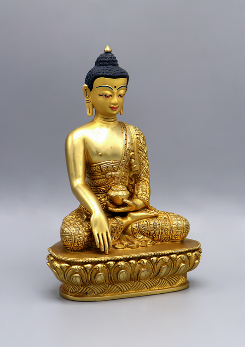 Fully Gold Plated Shakyamuni Buddha Statue 8"H