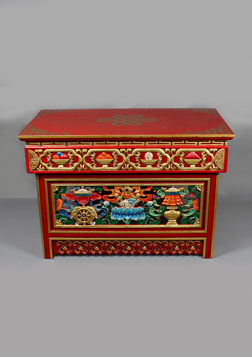 Traditional Handpainted Tibetan Folding Table from Nepal