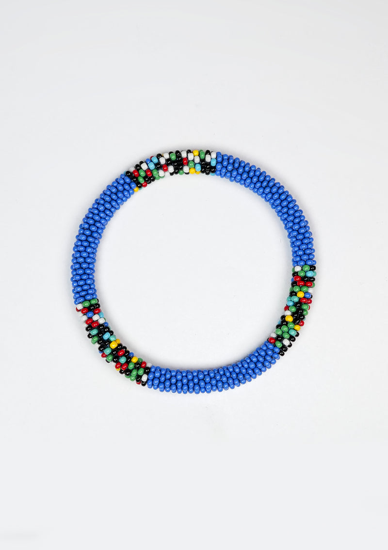 Blue with Joy Nepalese Roll Bead Bracelet Handmade  Jewelry