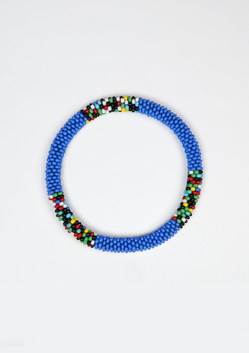 Blue with Joy Nepalese Roll Bead Bracelet Handmade  Jewelry